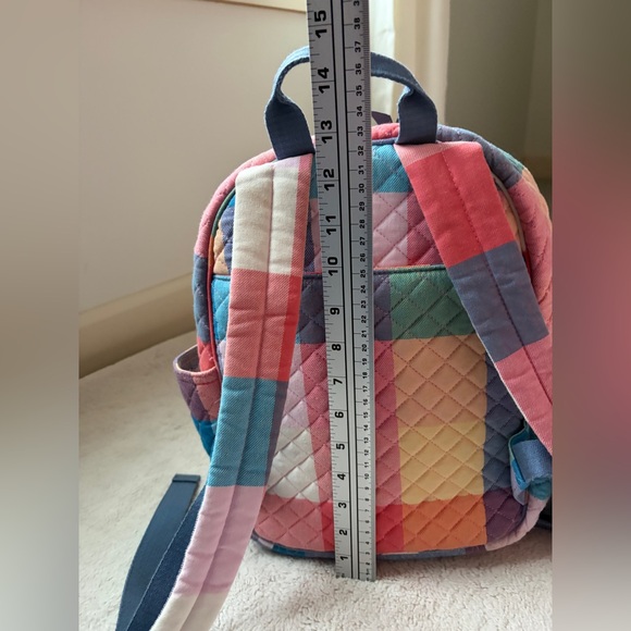 Like New Vera Bradley Tropics Plaid Colorful Patchwork Small Backpack - Picture 8 of 10